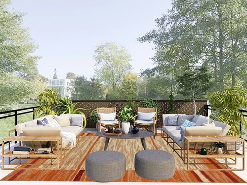 Unique Loom Autumn Foilage Area Rug - 8' x 10' Terracotta/Beige in Scandinavian Modern Patio