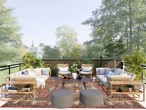 Unique Loom Larissa Utopia Rug, 8x10 ft in Scandinavian Modern Patio