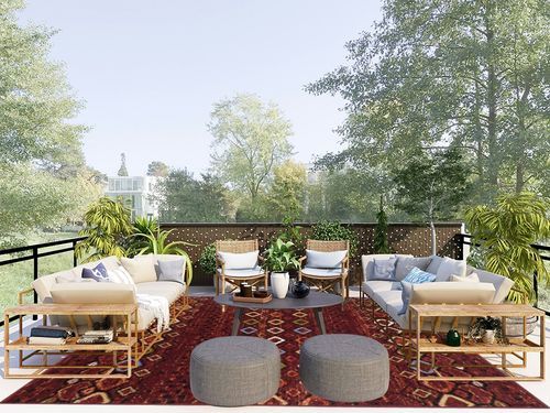 Safavieh Amsterdam, Terracotta / Multi, 8' x 10', Area Rug in Scandinavian Modern Patio