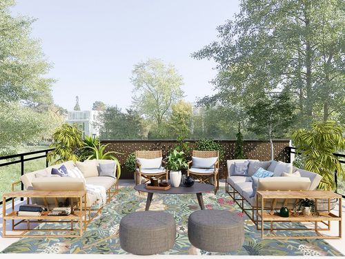 Restoration and Renovation Premium Handmade Wild Straberry Floral Wool Area Rug | Garden Colorful Flower Design Rug for Living Room, Bedroom & Home Decor (Light Blue, 3' x 5') in Scandinavian Modern Patio