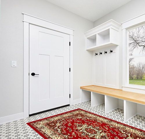 Antep Rugs Kashan King Collection Himalayas Oriental Polypropylene Indoor Area Rug (Maroon/Beige, 5' x 7') in White Modern Entryway