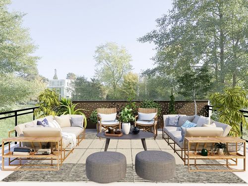 Chris Loves Julia x Loloi 7'9" 9'9" Cream/Black Large Francis FRA-02 Area Rug in Scandinavian Modern Patio