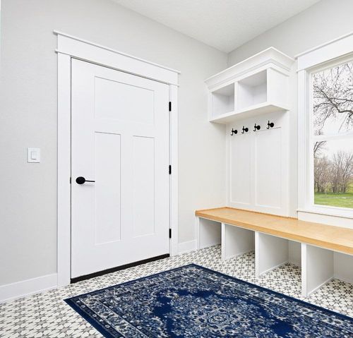 Antep Rugs Oriental 5x7 Traditional Medallion Indoor Area Rug Siesta (Navy Blue, 5'3" x 7') in White Modern Entryway