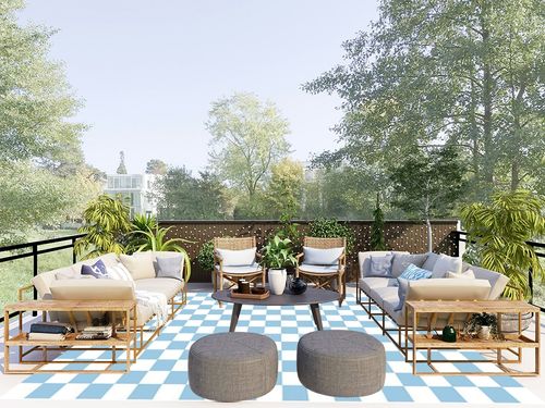 Retro Checkered Blue White Area Rug for Living Room Dining Room Bedroom Home Office Washable Fluffy Soft Carpet Playroom Nursery Room Large Faux Wool 8x10 Rug in Scandinavian Modern Patio