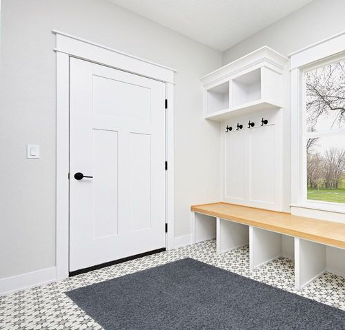 Plush Soft Shag Design Non-Slip Rubberback 5x7 Indoor Area Rug for Bedroom, Living Room, Dining Room, Office, 5'3" x 6'11", FFR Grey in White Modern Entryway