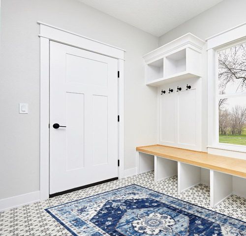 GAOMON Bohemian Washable Area Rug 5x7 Vintage Living Room Rug, Large Non-Slip Boho Bedroom Throw Mat,Blue Floral Printed Non-Shedding Carpet for Dining Room Dorm,Blue in White Modern Entryway