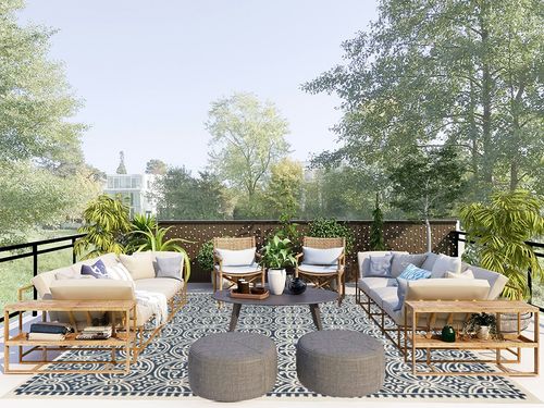 SAFAVIEH Cambridge Collection Area Rug - 8' x 10', Navy Blue & Ivory, Handmade Moroccan Wool, Ideal for High Traffic Areas in Living Room, Bedroom (CAM123G) in Scandinavian Modern Patio