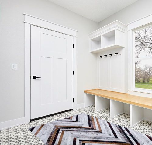 DECOMALL Coronado Washable Rugs 5x7, Modern Geometric Rug with Rubber Backing, Faux Cowhide Area Rug Non Slip Carpet for Living Room Bedroom Dinning Room, 5x7ft, Multi in White Modern Entryway