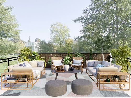 Rugs America Mika Collection MO60A Milkshake Contemporary Geometric Area Rug 8'0"x10'0" in Scandinavian Modern Patio