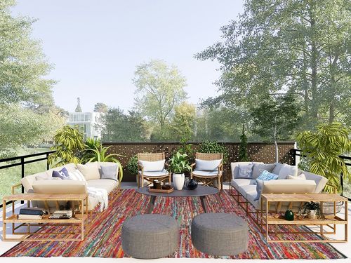 Cotton Multi Chindi Hand Woven Rugs - 8x10 Feet Rectangle Hand Braided Bohemian Colorful Area Rug - Recycled Braided Chindi Rugs- Biodegradable Area Rugs 96x120 inch. in Scandinavian Modern Patio