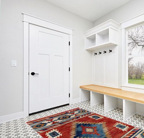 Well Woven Tulsa Lea Crimson Traditional Southwestern Tribal 5'3" x 7'3" Area Rug in White Modern Entryway