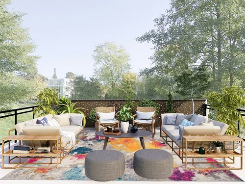 Rugshop Sky Collection Modern Abstract Area Rug 7'10" x 10' Multi in Scandinavian Modern Patio