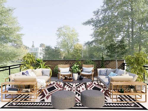 Abani Rectangular Area Rugs - 8' x 10' Beige Red Southwestern Style, Machine Washable, Stain Resistant and Non-Shedding Polypropylene Large Rugs in Scandinavian Modern Patio