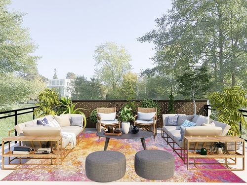 Nourison Passion Bohemian Abstract Sunburst Area Rug, (8' x 10') in Scandinavian Modern Patio