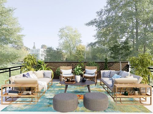 JONATHAN Y CTP100A-8 Contemporary POP Modern Abstract Waterfall Blue/Cream 8 ft. x 10 ft. Area-Rug, Bohemian, Easy-Cleaning, for Bedroom, Kitchen, Living Room, Non Shedding in Scandinavian Modern Patio