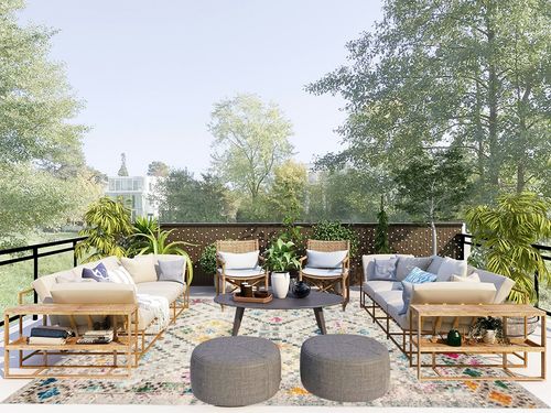 SAFAVIEH Madison Collection Area Rug - 8' x 10', Grey & Yellow, Boho Diamond Distressed Design, Non-Shedding & Easy Care, Ideal for High Traffic Areas in Living Room, Bedroom (MAD418F) in Scandinavian Modern Patio