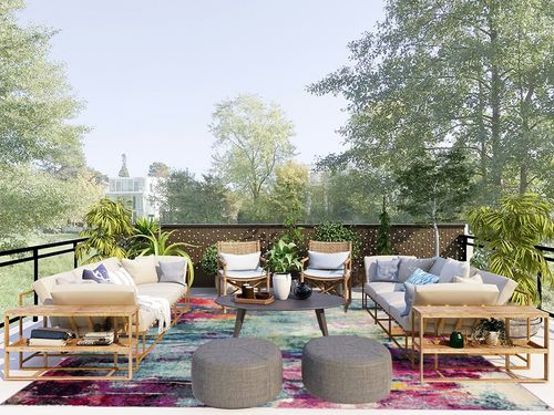 Unique Loom Chromatic Collection Modern Colorful & Vibrant Abstract Area Rug for Any Home Décor, 8 ft x 10 ft, Multi/Light Blue in Scandinavian Modern Patio