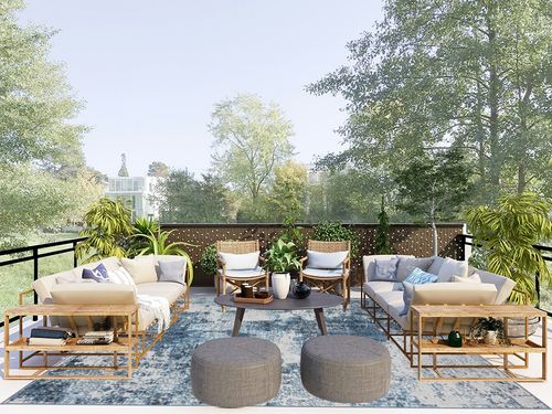 Area Rug Living Room Rugs: 5x7 Washable Rug with Anti-Slip Backing Non-Shedding Stain-Resistant Foldable Modern Abstract Carpet for Bedroom Dining Room Nursery Home Office (Blue) in Scandinavian Modern Patio