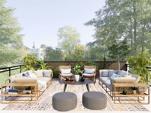 Rugshop Geometric Boho Perfect for high Traffic Areas of Your Living Room,Bedroom,Home Office,Kitchen Area Rug 5' x 7' Yellow in Scandinavian Modern Patio