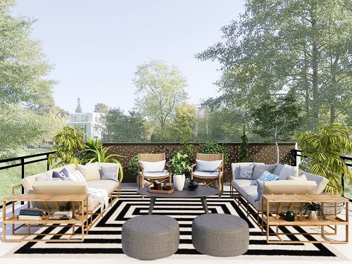 Abani Contemporary Black & Ivory 7'9" x 10'2" Area Rug, Contrasting Geometric Modern Stripe Symmetrical Living Room Carpet Rugs in Scandinavian Modern Patio