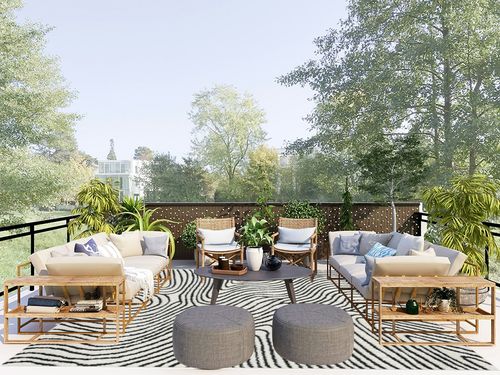 LUXE WEAVERS Le Monde Collection 8505 Anthracite 8x10 Geometric Marble Swirl Area Rug in Scandinavian Modern Patio