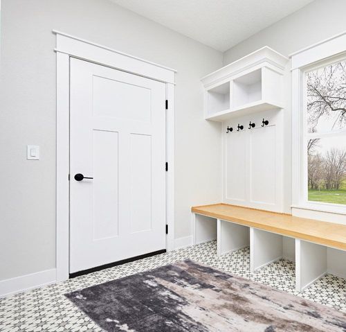 LUXE WEAVERS Euston Gray 5 x 7 Abstract Modern Area Rug in White Modern Entryway