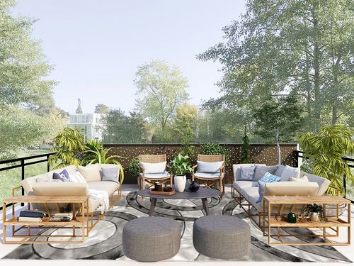 GLORY RUGS Area Rug Modern 8x10 Grey Black Circles Geometry Soft Hand Carved Contemporary Floor Carpet Fluffy Texture for Indoor Living Dining Room and Bedroom Area in Scandinavian Modern Patio