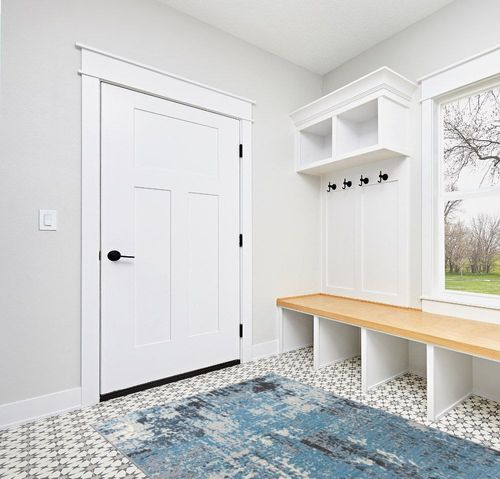 Rugshop Modern Abstract Soft Area Rug 5' x 7' Blue in White Modern Entryway