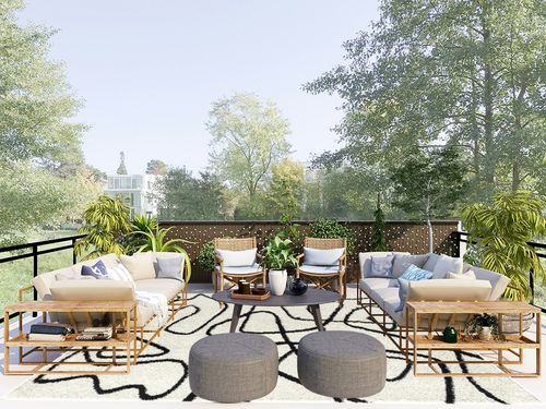 Abani Abstract Design Ivory & Black 7'9" x 10'2" (8x10) Bedroom Carpet Rugs No-Shed Bold Contemporary Squiggle Line Print Shag Area Rug in Scandinavian Modern Patio