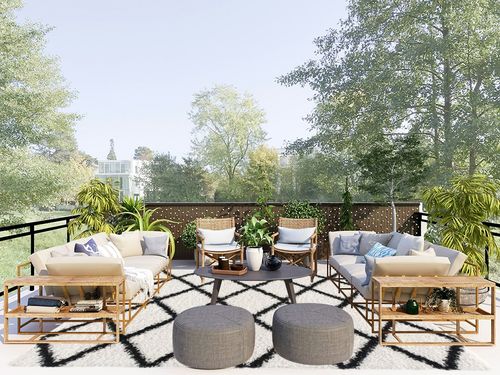 L'Baiet Halle White Black Geometric Diamond Pattern Modern Soft Shag Indoor 8' x 10' Area Rug in Scandinavian Modern Patio