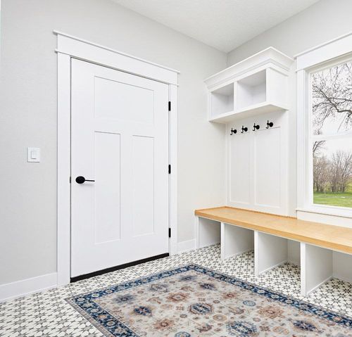 Gertmenian Boho Area Rug, 5x7 Standard Home Decor for Entryway, Bedroom, Living Room, Office, Kitchen Non Slip, Soft, Low-Pile, Printed Indoor Accent Rugs Border Micah Blue, 23093 in White Modern Entryway