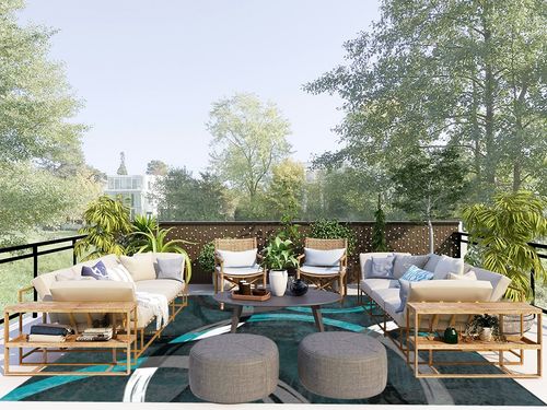 notepure Blue Geometric Circle Area Rug for Living 8x10 in Scandinavian Modern Patio