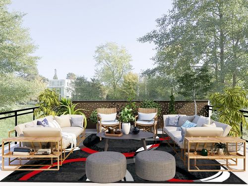 notepure Red Geometric Circle Area Rug for Living 8x10 in Scandinavian Modern Patio