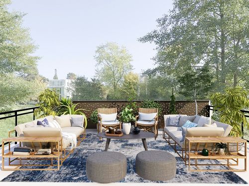 Area Rug Living Room Rugs: 8x10 Large Soft Indoor Carpet Modern Abstract Decor Rug with Non Slip Rubber Backing for Under Dining Table Nursery Home Office Bedroom Blue in Scandinavian Modern Patio