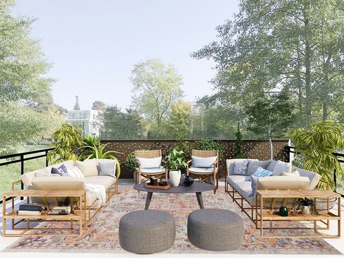 SAFAVIEH Madison Collection Area Rug - 8' x 10', Beige & Orange, Boho Chic Medallion Distressed Design, Non-Shedding & Easy Care, Ideal for High Traffic Areas in Living Room, Bedroom (MAD473E) in Scandinavian Modern Patio