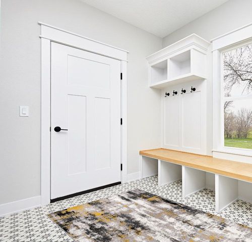 Rugshop Tralee Modern Abstract Stain Resistant Area Rug 5' x 7' Yellow in White Modern Entryway