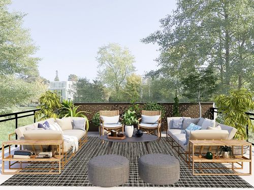 Nourison Positano Indoor/Outdoor Charcoal 8' x 10' Area Rug, Easy Cleaning, Non Shedding, Bed Room, Living Room, Dining Room, Backyard, Deck, Patio (8x10) in Scandinavian Modern Patio