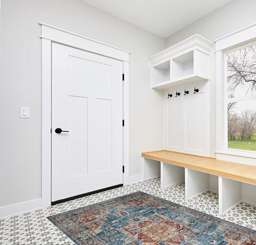 Area Rugs for Living Room: 5x7 Rug for Bedroom Machine Washable with Non Slip Backing Non Shedding, Boho Medallion Floral Large Carpet for Dining Room Nursery Home Office Indoor Decor Blue/Red in White Modern Entryway