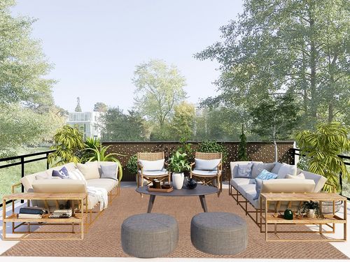 CAMILSON Easy Jute Rug 8x10, Indoor Outdoor Natural Color Farmhouse Area Rugs for Living Room Patio and Kitchen Rug, Solid Boho Woven Design, Easy-Cleaning, Non Slip Washable Outside Carpet (8 x 10) in Scandinavian Modern Patio