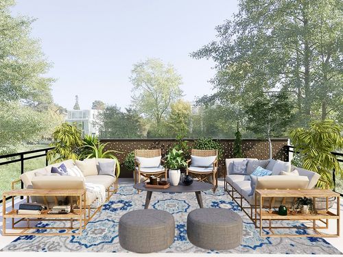 JONATHAN Y AMC101A-8 Mediterranean Medallion Indoor Outdoor Area-Rug Bohemian Floral Easy-Cleaning High Traffic Bedroom Kitchen Backyard Patio Porch Non Shedding, 8 X 10, Blue/Gray in Scandinavian Modern Patio