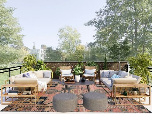 Loloi II Jocelyn Collection JOC-06 Rose/Rose 7'-10" x 10' Area Rug in Scandinavian Modern Patio