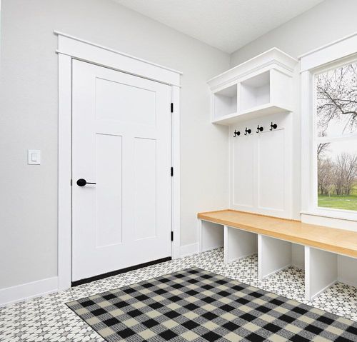 Garland Rug Country Living Buffalo Plaid Area Rug, 5-Feet by 7-Feet, Black/Ivory in White Modern Entryway