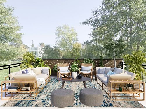 SAFAVIEH Madison Collection Area Rug - 8' x 10', Grey & Blue, Modern Abstract Design, Non-Shedding & Easy Care, Ideal for High Traffic Areas in Living Room, Bedroom (MAD460K) in Scandinavian Modern Patio