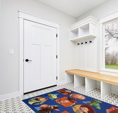 Gertmenian Disney Toy Story Rug Boys Girls Childrens Bedroom Decor Kids Home Play Room Mat Bedding Area Carpet, 54x78 Large, Pixar Multi-Colored Navy Blue in White Modern Entryway