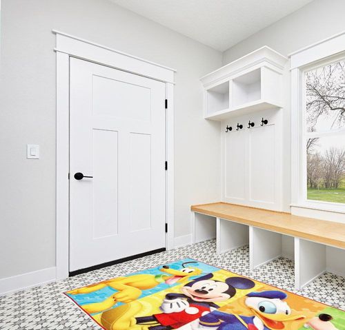 Gertmenian Kids Playroom & Game Room Carpet Disney Mickey Mouse Club House Friends Childrens Rug Kids Home Decor, Area Carpet for Boys & Girls Playroom, Bedroom 54x78 Large, Multi-Color, 31117 in White Modern Entryway