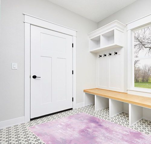 SAFAVIEH Machine Washable Slip Resistant Collection 5' x 7' Light Purple/Pink Inspired by Disney's Frozen II - Spirit Kids Bedroom Nursery Playroom Area Rug in White Modern Entryway