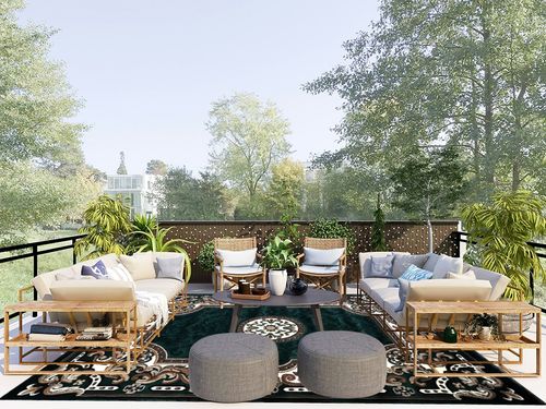 Kingdom Traditional Area Rug Hunter Dark Green Design D123 (8 Feet X 10 Feet) in Scandinavian Modern Patio