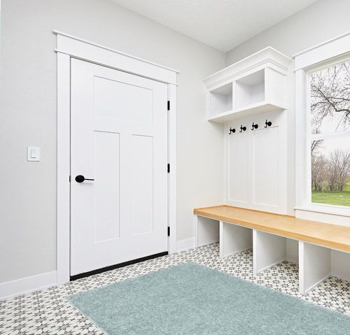 Well Woven Elle Basics | Emerson Shag Seafoam Green | Textured Area Rug (5'3" x 7'3") in White Modern Entryway