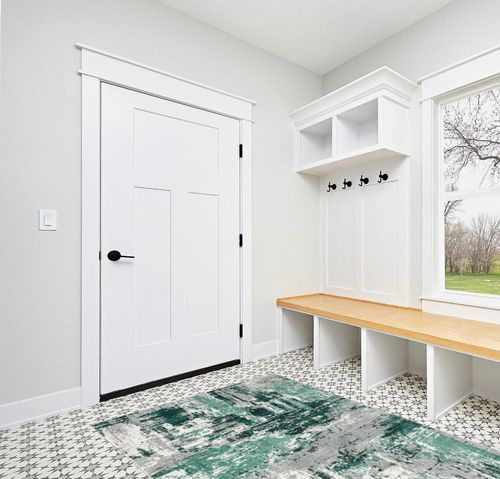 LUXE WEAVERS Abstract Distressed Green 5x7 Area Rug for Living Room in White Modern Entryway