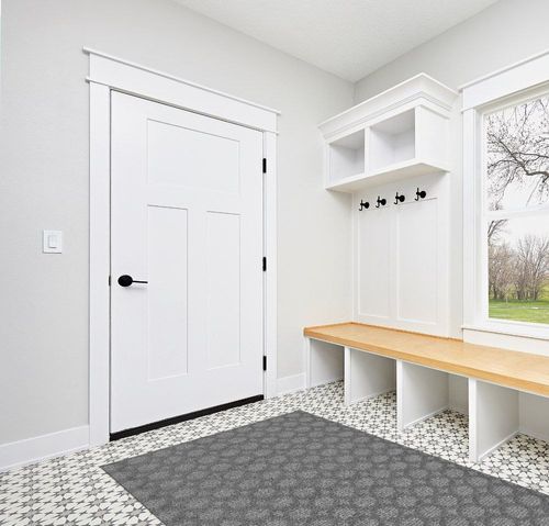 Garland Rug Garden Trellis 5 ft. x 7 ft. Indoor/Outdoor Area Rug Heather Gray in White Modern Entryway